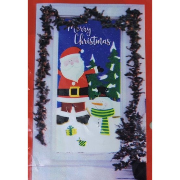 Christmas House 30"x60" Holiday Plastic Door Cover Santa Snowman Tree Merry Gift - Picture 3 of 3